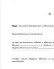 Demande de certificat de propriété